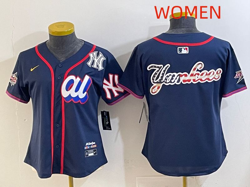 Women 2025 New York Yankees Blank Drak Blue All star Nike MLB Jersey style 06->women mlb jersey->Women Jersey